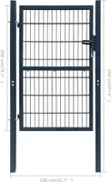 vidaXL Stalowa brama ogrodzeniowa 106x248 cm antracytowa