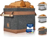 OAKAGE FireMaster Holzkorb für Kaminholz aus Filz Kaminholzkorb Feuerholzkorb Brennholzkorb Filzkorb Dunkelgrau