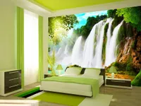 Vlies Fototapete 400x280 cm Tapeten Wandtapete XXL Wasserfall Landschaft Natur c-A-0026-a-a