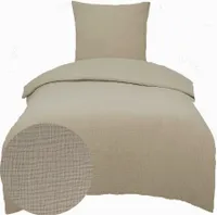 2-tlg. Musselin Baumwoll Bettwäsche, 135x200 +80x80cm, uni/einfarbig beige, bügelfrei
