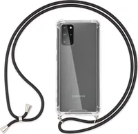 NALIA Handy Hülle mit Kette für Samsung Galaxy S20 Plus, Soft Kordel Cover Etui Schwarz