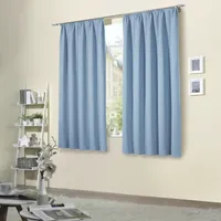 Faltenvorhang lichtundurchlässig Vorhang blau 6 x Verdunklungsvorhänge mit Ösen 
