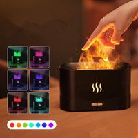 Flame Aroma Diffuser Luftbefeuchter, 7-Flammen-Farbe, geräuschloser Diffusor für ätherische Öle für Zuhause, Büro, Yoga mit Auto-Off-Schutz 180ml (Schwarz)