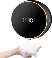 Automatický dávkovač pěnového mýdla, bezdotyková montáž na stěnu, bez vrtání, 260 ml Dobíjecí dávkovač pěnového mýdla s LCD displejem, 3 nastavitelné úrovně