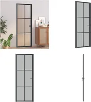 vidaXL Drzwi wewnętrzne 76x201,5 cm czarne matowe szkło i aluminium - Drzwi wewnętrzne - Drzwi wewnętrzne - Drzwi - Drzwi szklane