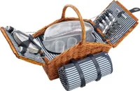 Picknickkorb Usedom für 4 Personen, mit Kühlfach & Zubehör - braun