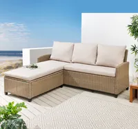 riess-ambiente Outdoor Garten-Lounge MONACO 190cm natur Polyrattan Sitzecke inkl. Kissen wetterfest Gartenmöbel Balkonlounge