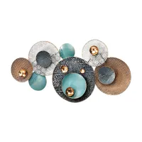 Kobolo Wandbild Wanddeko Metallbild 3D-Bild - RETRO - weiß türkis grau gold - ca 135x65 cm - Wall Picture Deco Deko Wohnzimmer Einrichtung Home Living