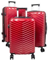 Hartschalen Trolleyset Kofferset mit Dehnfalte und TSA Schloss PM Meran Rot Set (M,L,XL)