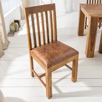 Massiver Stuhl MAKASSAR Sheesham Esszimmerstuhl gepolstert Kolonialstil Holzstuhl Massivholzstuhl Konferenzstuhl