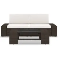 vidaXL 3-tlg. Garten-Lounge-Set Poly Rattan Braun