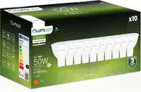 LUMILED GU5.3 LED žiarovky 10 ks sada MR16 6W (50W) 4000K neutrálna biela 12V 580 lumenov 120° uhol vyžarovania bodové teplé reflektorové žiarovky