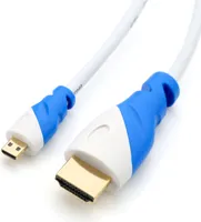 microHDMI auf HDMI 2.0 Kabel, 2 m, weiß/blau