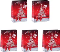 5 SIGEL Geschenktaschen Sparkling Tree rot/weiß 17,0 x 23,0 cm