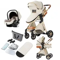 Luxus Kinderwagen 3-in-1 | Kombikinderwagen mit Babyschale & Buggy | Faltbar, Stoßdämpfung, XXL Zubehör