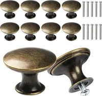 10 Stück Antike Bronze Schranktürknöpfe Vintage Runde Schubladengriff mit 10 Schrauben Möbelknöpfe Kommodenknöpfe, Schubladenknöpfe Set für Schrank Schublade