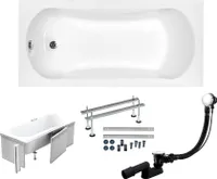 BADLAND Badewanne Rechteck Aria 160x70 mit Ablaufgarnitur, Füßen und Styroporverkleidung GRATIS