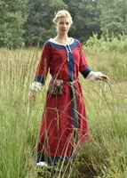 Mittelalterkleid Gudrun, rot/blau - Wikingerkleid Mittelalter Wikinger LARP Kleid Kostüme Damen Größe: S