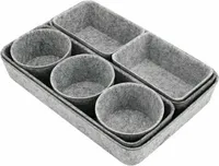 Schreibtisch Schubladen Organizer, Filz Büroboxen Set Box,Tisch(grau, 8 Stück)