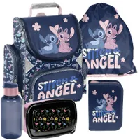 Schulrucksack Mädchen Jungen Motiv LILO & STITCH 5 T Set Rucksack, Federmäppchen, Schuhbeutel, Trinkflasche, Frühstückstasche Mega-Set Paso STICZ