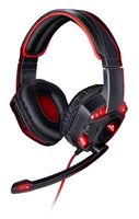 Grundig No Fear Gaming Headset - Inkl. LED-Beleuchtung - 1,5 M Kabel - Kopfhörer mit Mikrofon - Over-Ear Design - Stabil und komfortabel - Schwarz/Rot