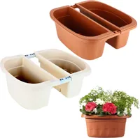 Blumenkasten Balkongeländer Beidseitig Balkon Blumenkasten Doppelseitig Balkonkasten mit Halterung Geländerkasten mit Wasserspeicher weiß 40 cm
