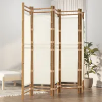 5-tlg. Paravent Faltbar 200 cm Bambus und Canvas