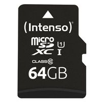 Intenso 3424490, 64 GB, MicroSD, Trieda 10, UHS-I, Trieda 1 (U1), Odolná voči teplotám, Odolná voči nárazom, Vodotesná, Odolná voči röntgenovému žiareniu