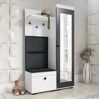 Garderobenset DUO, mit Spiegel, Kleiderhaken, Schuhschrank, Garderobenschrank - Weiß