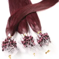 hair2heart Microring Extensions ľudské vlasy rovné - 25 prameňov 1g 40cm 55/65 svetlohnedá intenzívna fialová-mahagónová