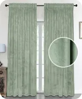 BEAUTEX Samt Vorhang, Kräuselband Verdunkelung Gardine, U-Band Velvet Blickdicht, 140x245 cm, Farbe wählbar (Hellgrün)
