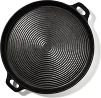 ToCis Big BBQ Gusseisen Grillplatte geriffelt | Universal Gussplatte voreingebrannt zum Braten | Grillplatte Gasgrill und Holzkohlegrill geeignet | Grillpfanne groß | Gusseisenpfanne und Bratpfanne