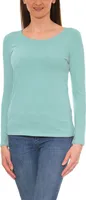 Alkato Damen Langarm Shirt mit O-Ausschnitt, Farbe: Mineralgrün, Größe: M