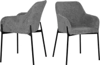 SIT Möbel Armlehnstuhl 2er-Set | Bezug Bouclé-Stoff grau | Metallbeine schwarz | B 63 x T 51 x H 79 cm | 04774-21 | Serie SIT&CHAIRS