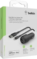 Belkin USB-A Kfz-Ladegerät, 24W 1m Lightning-Kabel  CCD001bt1MBK
