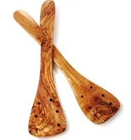 2er Set Pfannenwender aus Olivenholz mit Löchern 30 cm