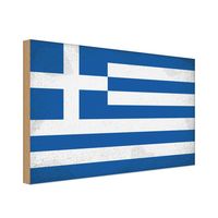 vianmo Drevený nápis obrázok 30x40 cm Griechenland Flag Greece Deko