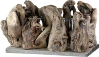 Gilde Vase, Windlicht, Holz, naturfarben, VE 3, L. 14 cm, B. 24 cm, H. 14 cm 59142