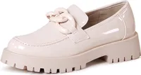 topschuhe24 2327 Damen Lack Halbschuhe Plateau Slipper, Farbe:Beige, Größe:39 EU