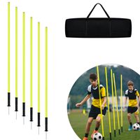 LARS360 150cm Slalomstangen Fussball Trainingszubehör 6pcs-Set Hürdenstangen mit Erdspieß & Tragetasche Sprunghafte Agilität Stangen für Slalom Fußball Hundetrainingsset