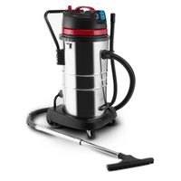 Klarstein Reinraum Industriesauger - Nasssauger, Trockensauger, 60 Liter, 2000 Watt, Schutzabschaltung, HEPA-Filter, integrierte Steckdose, Edelstahl-Behälter, IP44, silber-rot