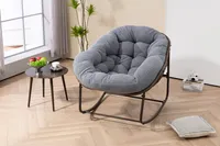 okwish Ratanové houpací křeslo, Houpací křeslo, Relaxační křeslo s polstrovaným polštářem pro venkovní použití, pro zahradu, balkon, obývací pokoj, Šedá