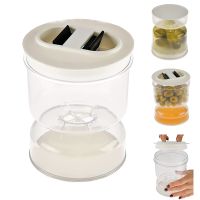 Pickle Olive Hourglass Jar Pickle Juice Nass- und Trockentrenner Lebensmittelbehaelter mit Sieb Flip Airtight Deckel
