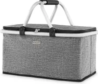 Zagatto ZG745 | Grauer faltbarer Picknickkorb | Thermo-Faltkorb | Einkaufskorb | faltbar mit Kühlfunktion | Isolierkorb | Einkaufskorb | Einkaufsko