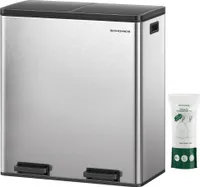 SONGMICS Mülleimer Mülltrennsystem, mit 2 Fächern, 2 x 30 L, Küche
