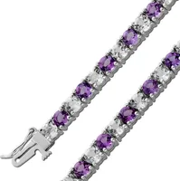 Topas Tennis Armband Silber 925 lila Amethyste weiße Edelsteine 20