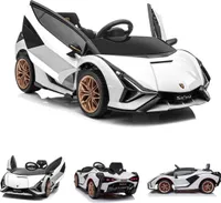 ES-Toys Detské elektrické autíčko Lamborghini Sian EVA pneumatiky Gullwing dvere Svetlomety biele