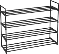 Schuhregal - 4 Ebenen - Metall - 92x73x30 cm - schwarz