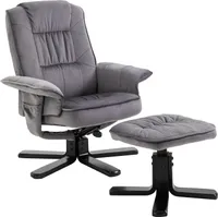 Relaxsessel CHARLES mit Hocker, Fernsehsessel Liegesessel TV Sessel Relaxstuhl Entspannungssessel, mit Samtstoff in grau