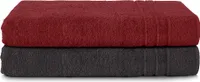 Komfortec 2er Saunatuch Set 80x200 cm aus 100% Baumwolle, XXL-Saunatücher, Sauna Handtuch, Weich, Groß, Frottee, Schnelltrocknend, Schwarz/Aurorarot